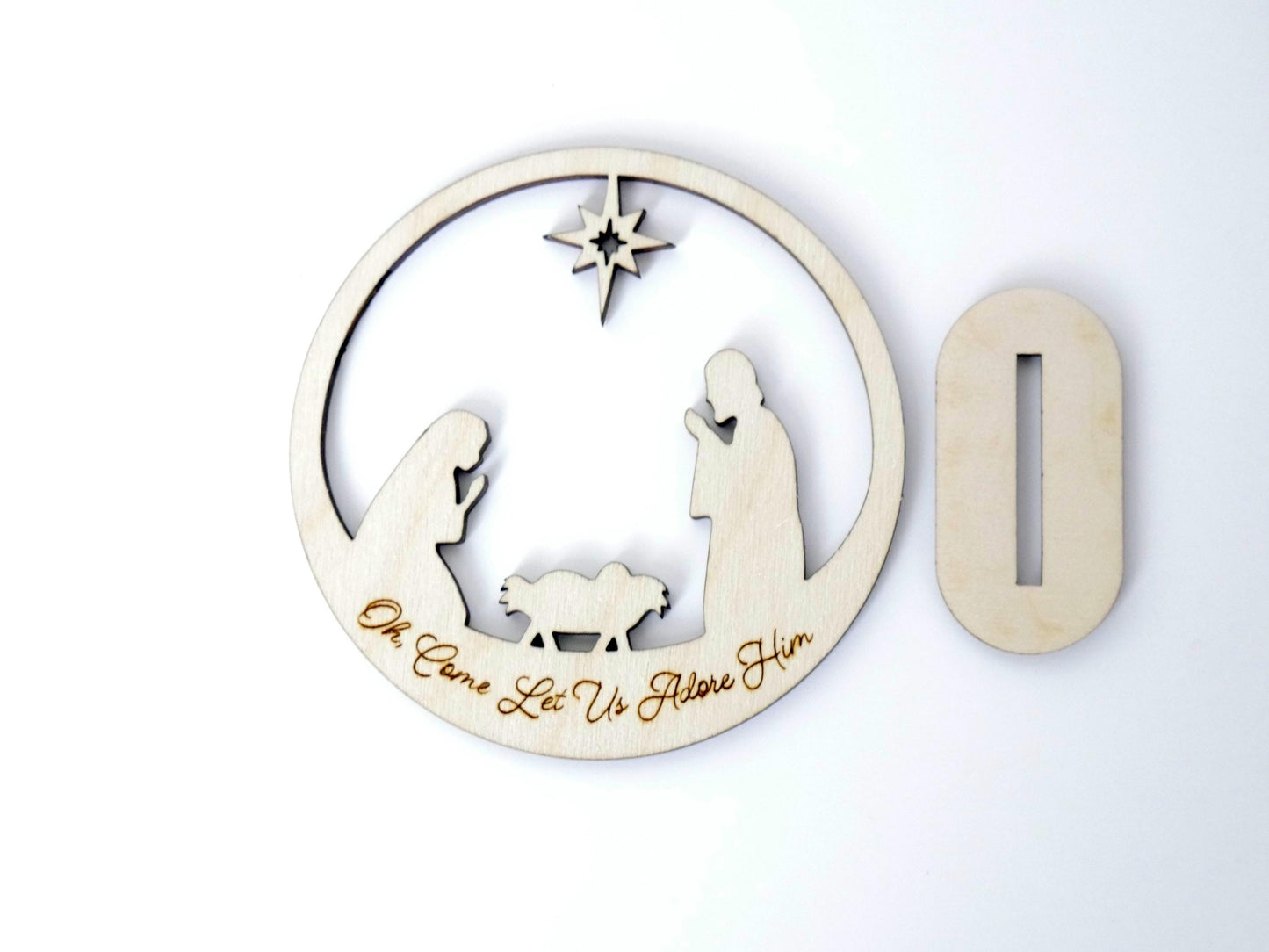 Oh, Come Let Us Adore Him" Ornament Stand, Christian Decor, Christmas Ornament, Laser Cut wood, Christmas Gift