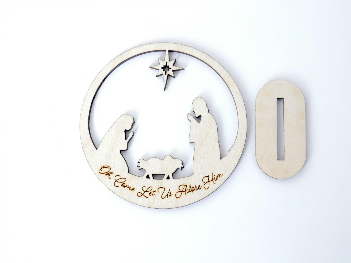 Oh, Come Let Us Adore Him" Ornament Stand, Christian Decor, Christmas Ornament, Laser Cut wood, Christmas Gift