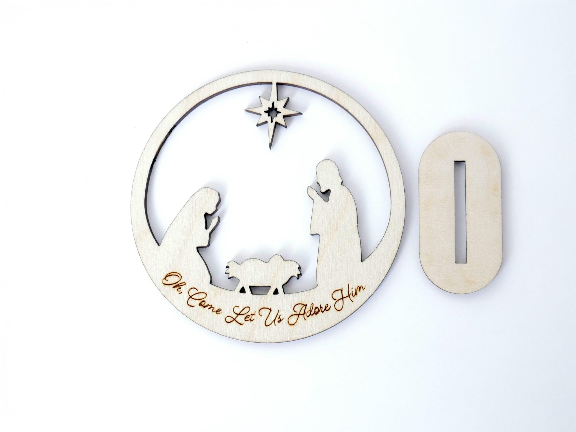 Oh, Come Let Us Adore Him" Ornament Stand, Christian Decor, Christmas Ornament, Laser Cut wood, Christmas Gift