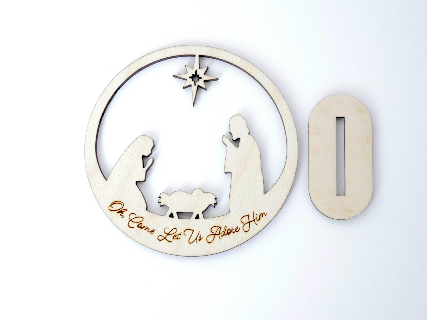 Oh, Come Let Us Adore Him" Ornament Stand, Christian Decor, Christmas Ornament, Laser Cut wood, Christmas Gift