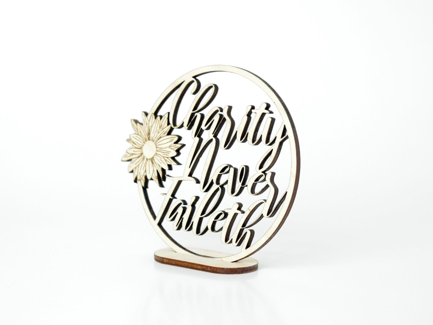 Charity Never Faileth" Ornament/Sign, Christian Christmas Ornament, Laser Cut Decor, Christmas Gift