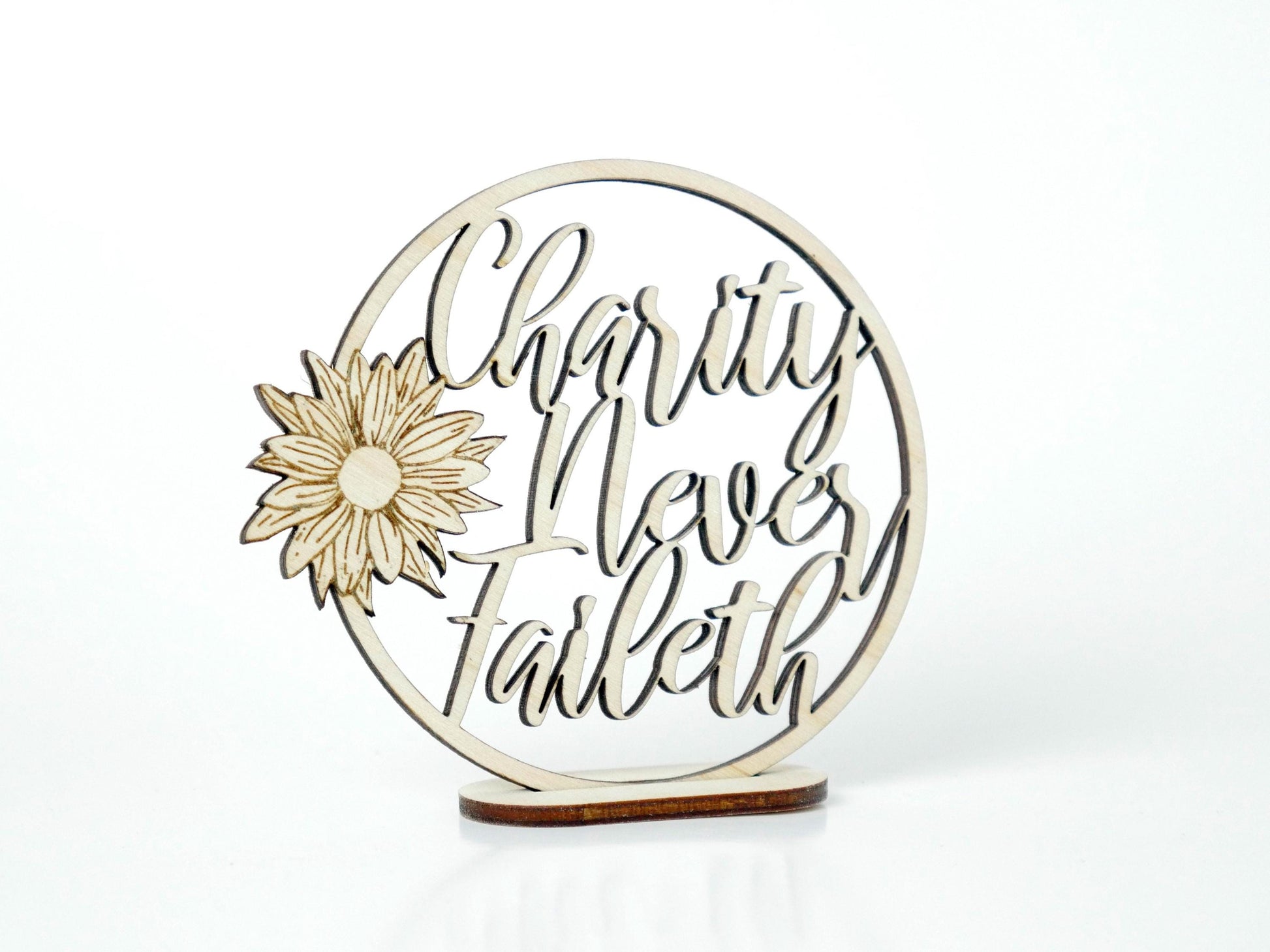 Charity Never Faileth" Ornament/Sign, Christian Christmas Ornament, Laser Cut Decor, Christmas Gift