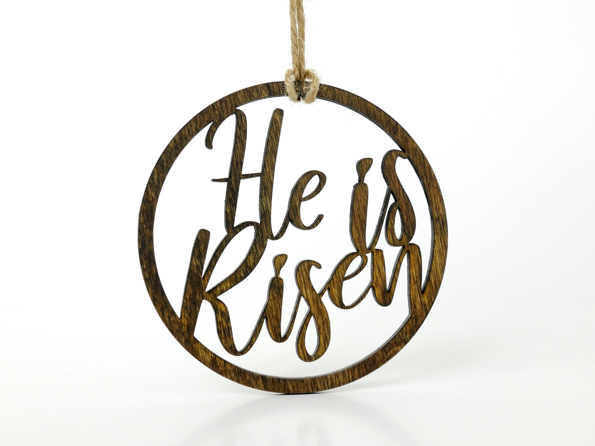 He is Risen" Ornament/Sign, Christian Ornament, Laser Cut Wood, Christmas Gift