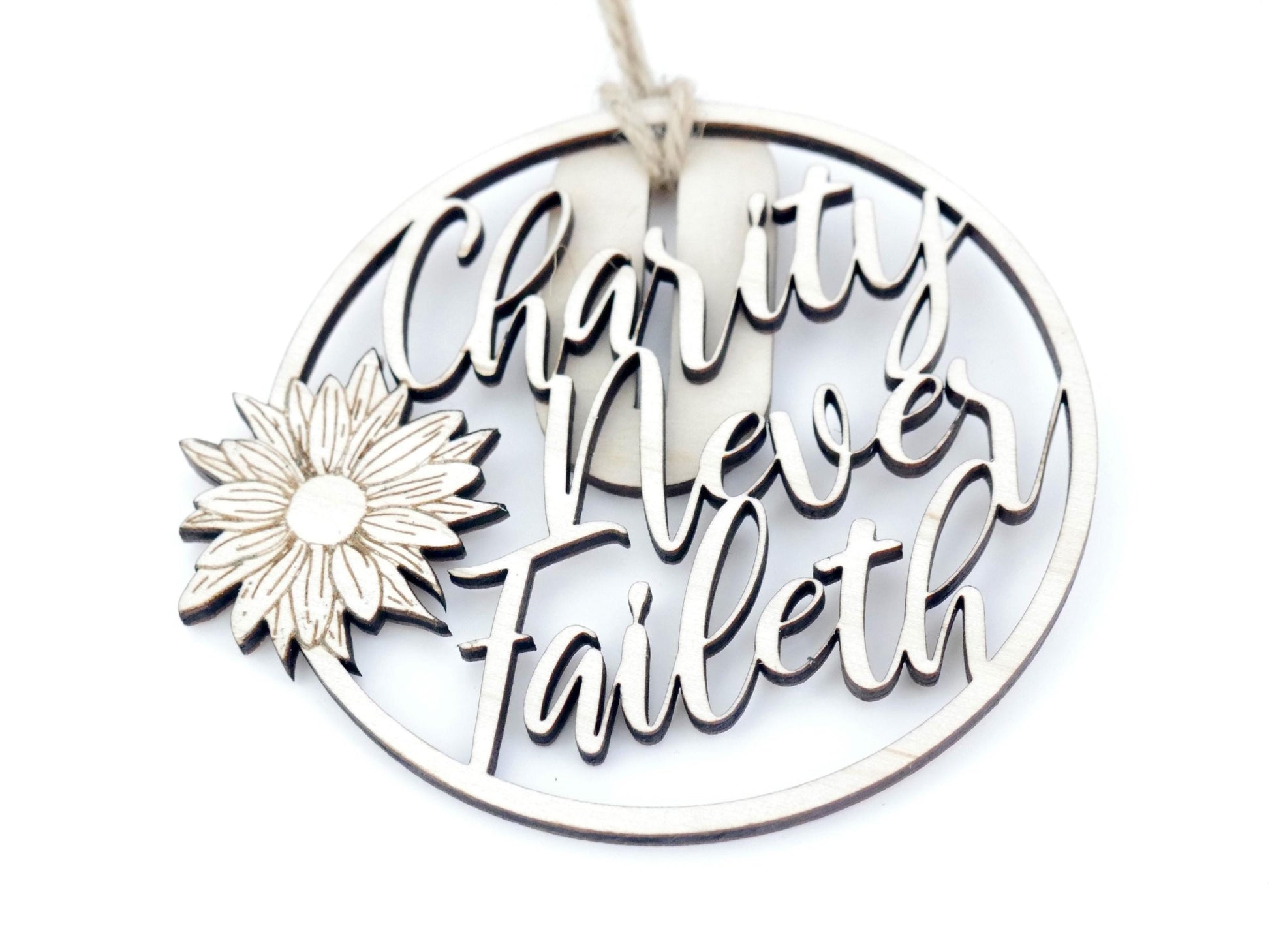 Charity Never Faileth" Ornament/Sign, Christian Christmas Ornament, Laser Cut Decor, Christmas Gift