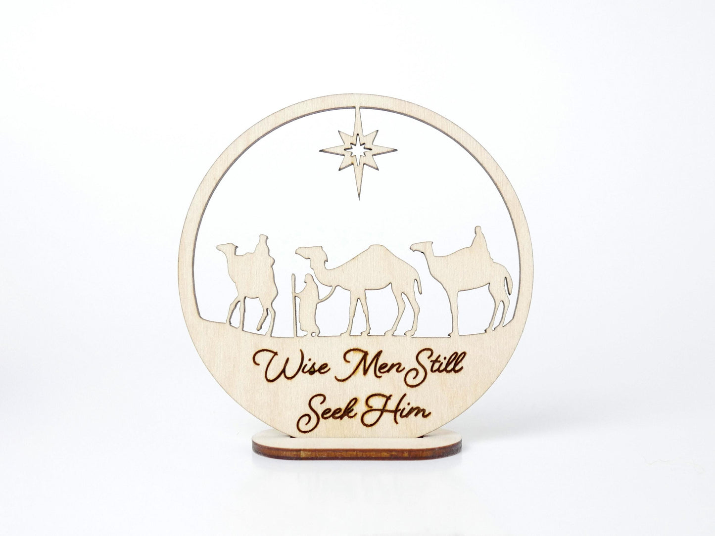 Wise Men Still Seek Him" Ornament with Stand, Christian Christmas Ornament, Laser Cut Wood, Christmas Gift