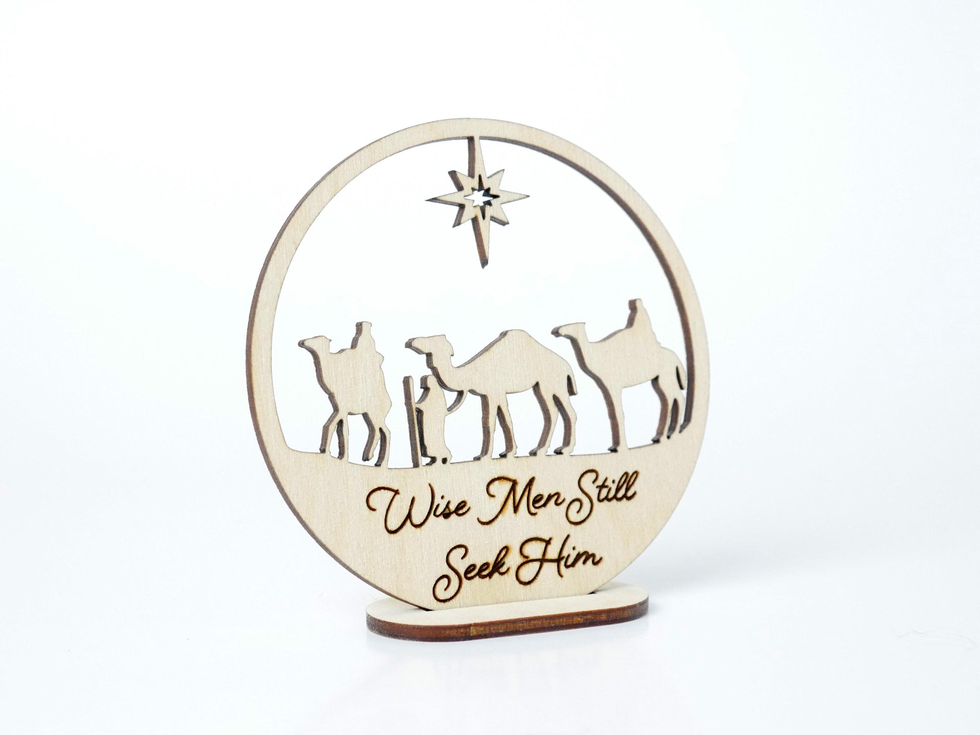 Wise Men Still Seek Him" Ornament with Stand, Christian Christmas Ornament, Laser Cut Wood, Christmas Gift