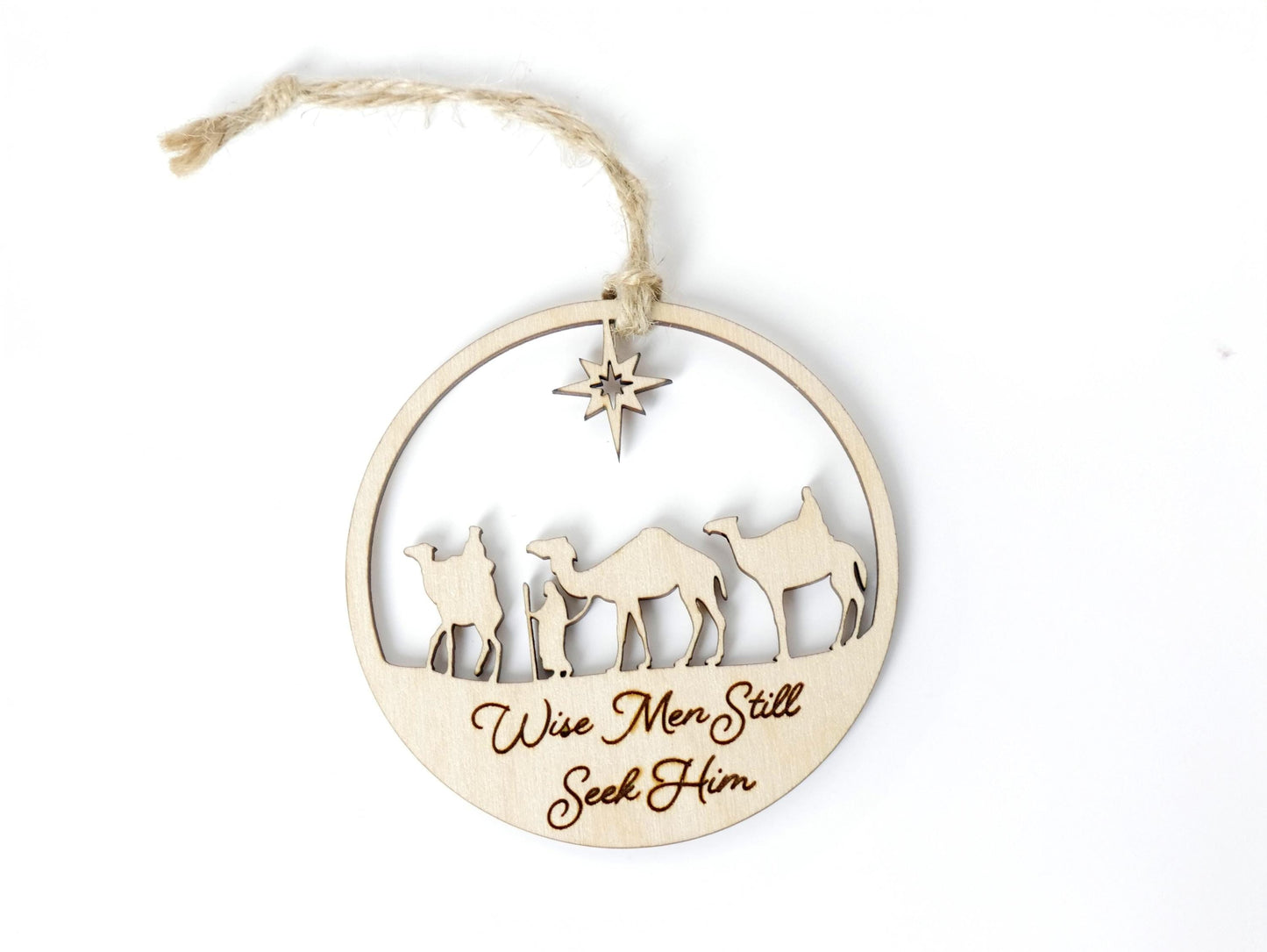 Wise Men Still Seek Him" Ornament with Stand, Christian Christmas Ornament, Laser Cut Wood, Christmas Gift