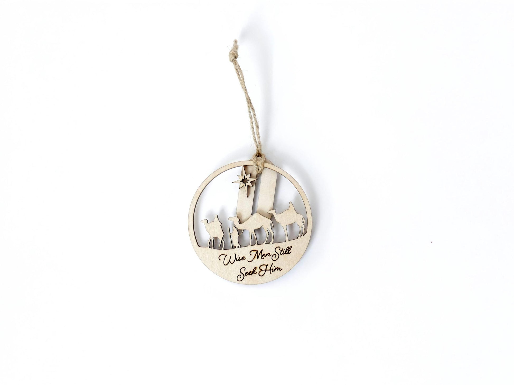 Wise Men Still Seek Him" Ornament with Stand, Christian Christmas Ornament, Laser Cut Wood, Christmas Gift