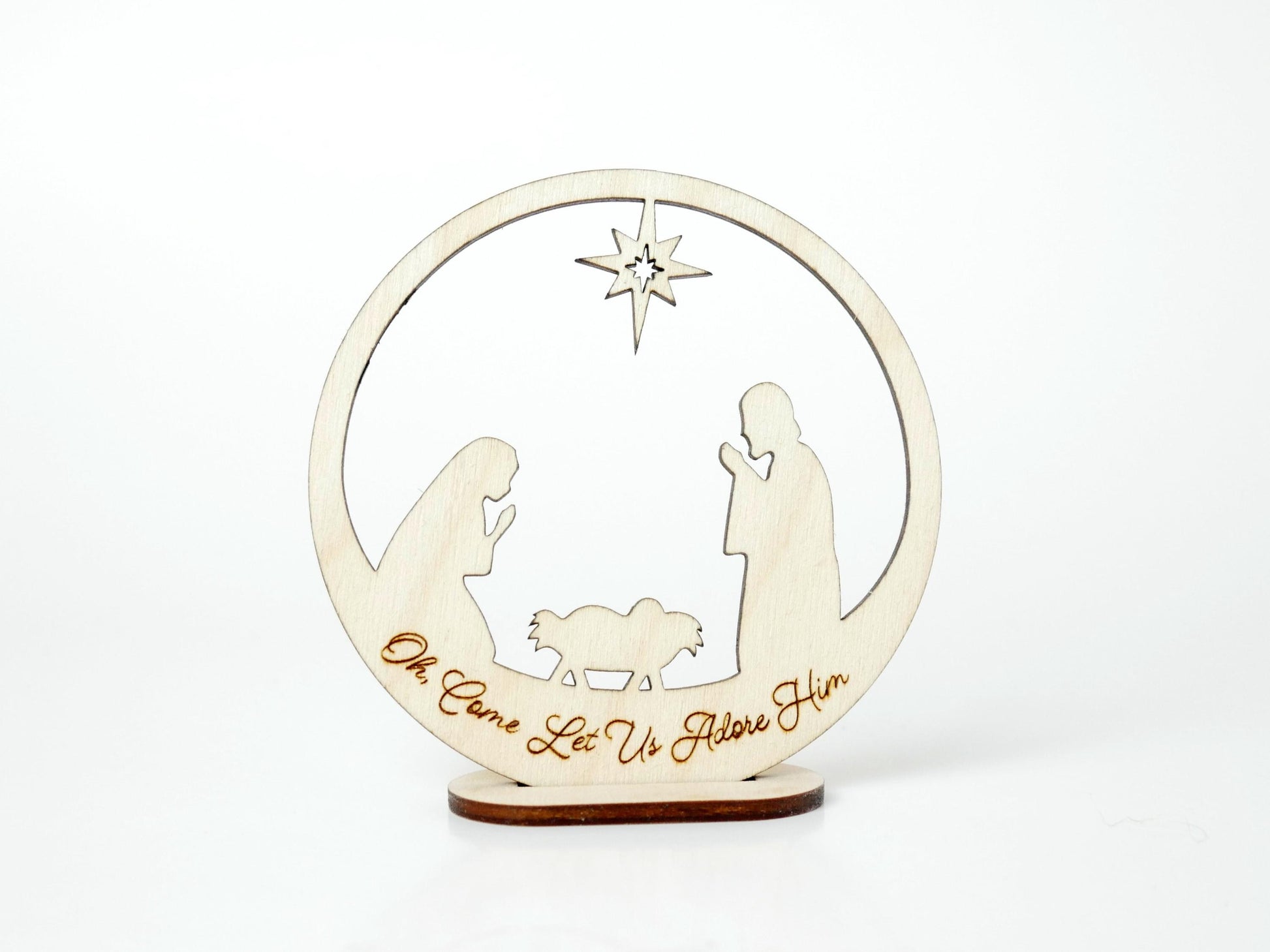 Oh, Come Let Us Adore Him" Ornament Stand, Christian Decor, Christmas Ornament, Laser Cut wood, Christmas Gift