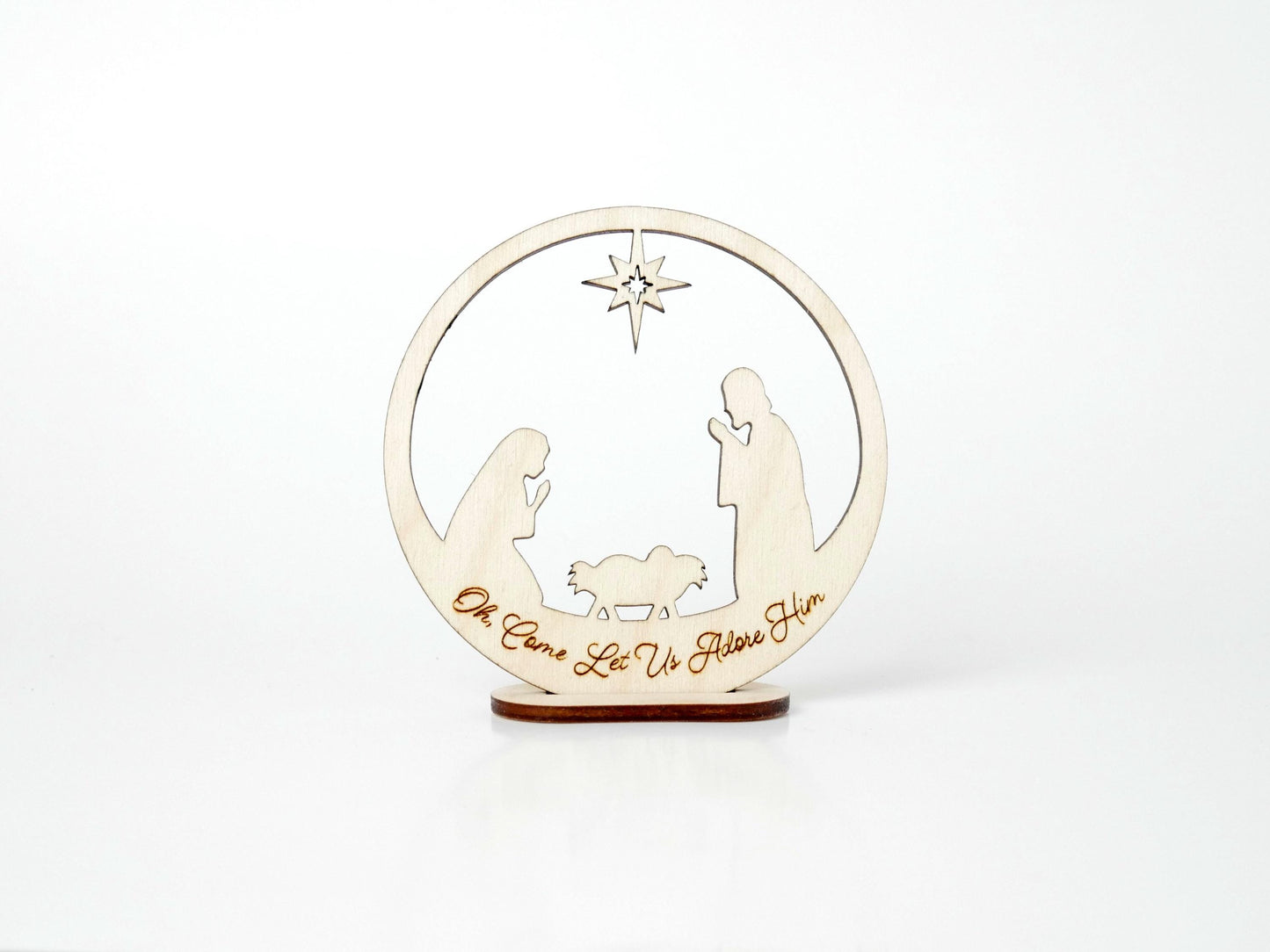 Oh, Come Let Us Adore Him" Ornament Stand, Christian Decor, Christmas Ornament, Laser Cut wood, Christmas Gift