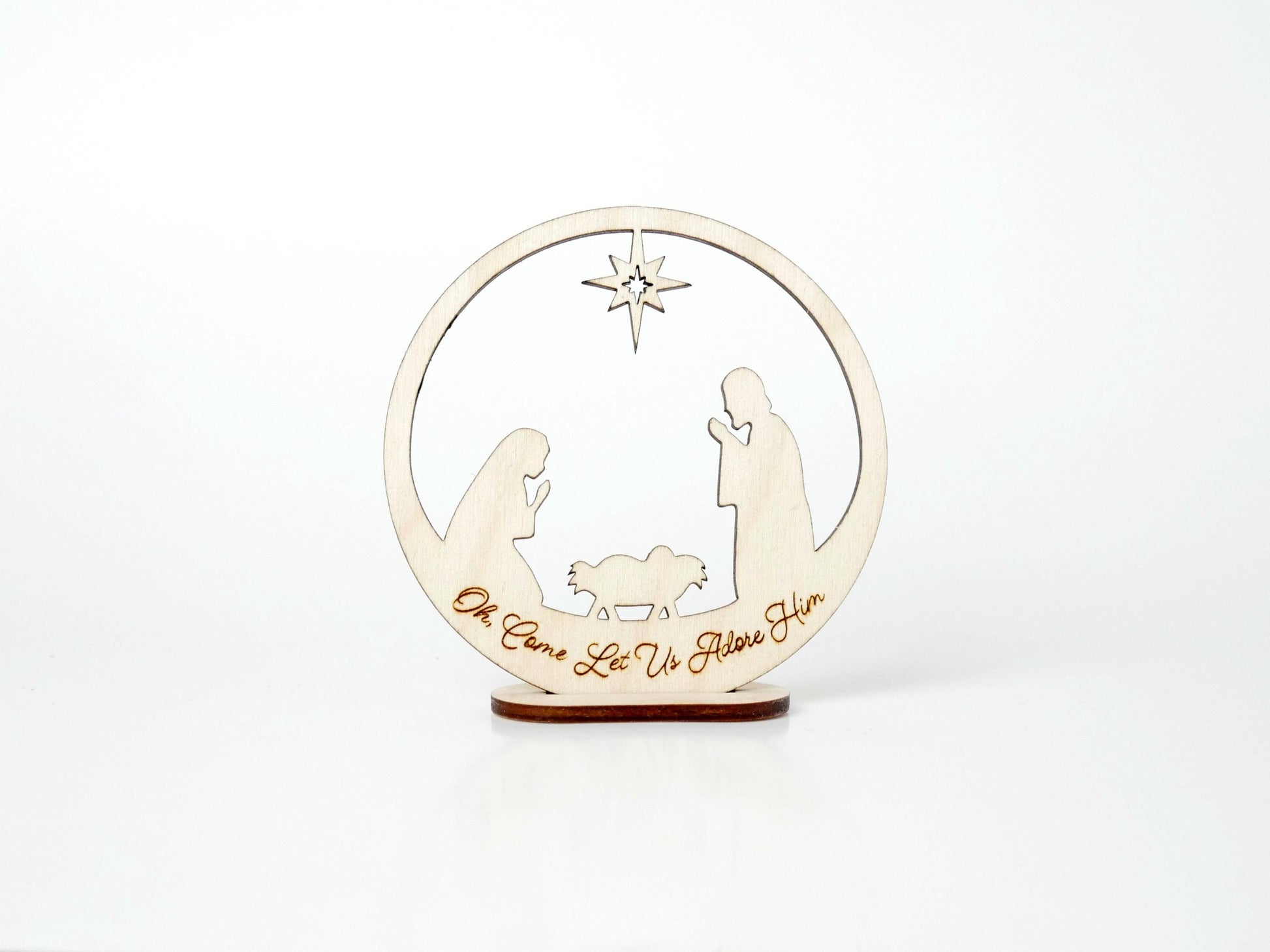 Oh, Come Let Us Adore Him" Ornament Stand, Christian Decor, Christmas Ornament, Laser Cut wood, Christmas Gift