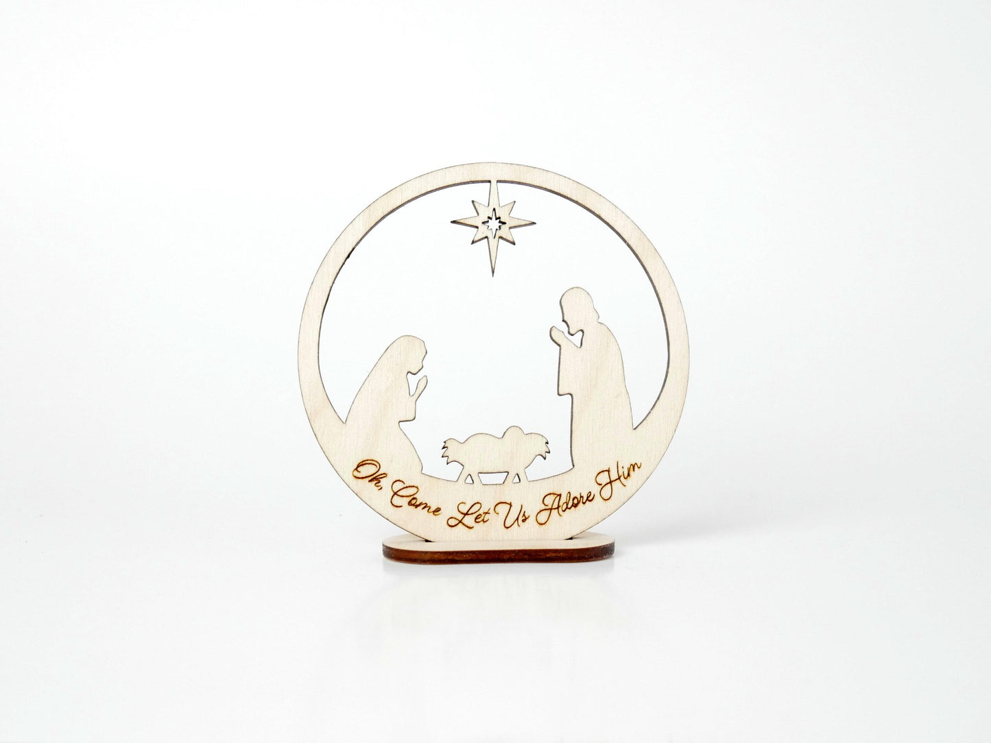 Oh, Come Let Us Adore Him" Ornament Stand, Christian Decor, Christmas Ornament, Laser Cut wood, Christmas Gift