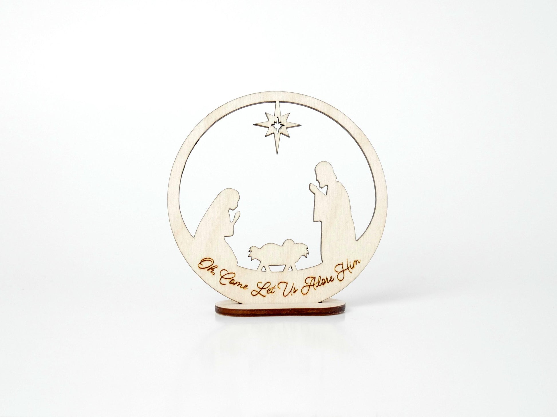 Oh, Come Let Us Adore Him" Ornament Stand, Christian Decor, Christmas Ornament, Laser Cut wood, Christmas Gift