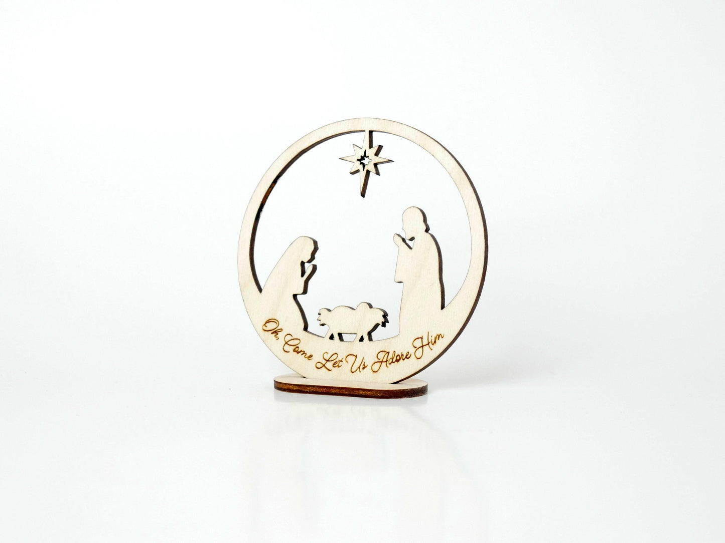 Oh, Come Let Us Adore Him" Ornament Stand, Christian Decor, Christmas Ornament, Laser Cut wood, Christmas Gift