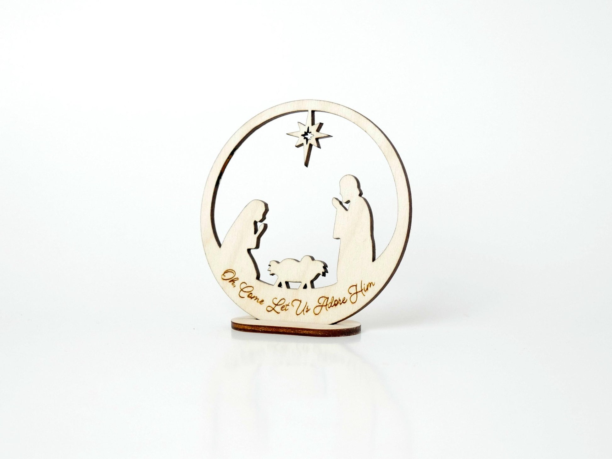 Oh, Come Let Us Adore Him" Ornament Stand, Christian Decor, Christmas Ornament, Laser Cut wood, Christmas Gift