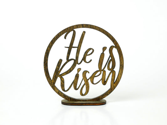 He is Risen" Ornament/Sign, Christian Ornament, Laser Cut Wood, Christmas Gift