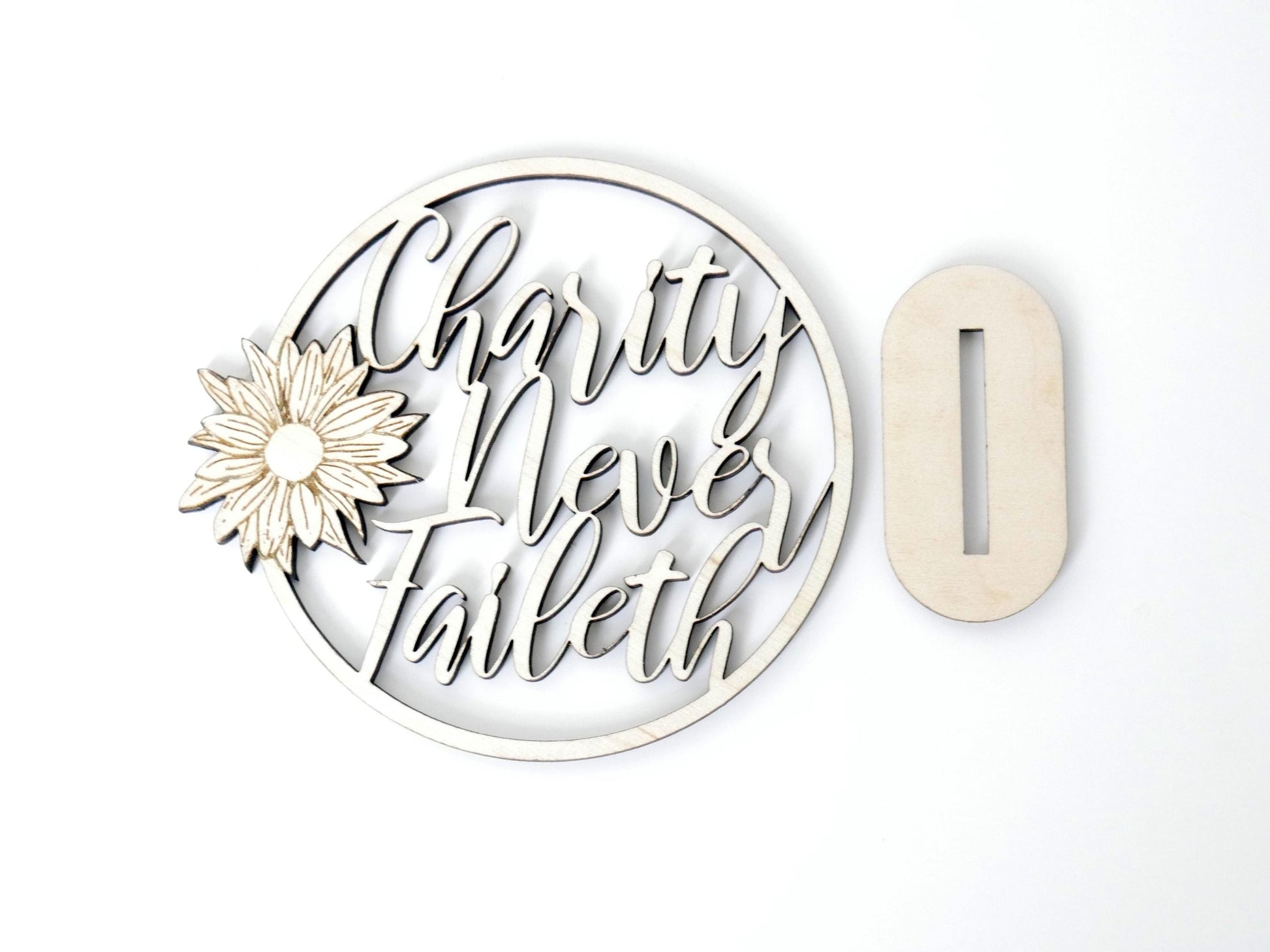 Charity Never Faileth" Ornament/Sign, Christian Christmas Ornament, Laser Cut Decor, Christmas Gift