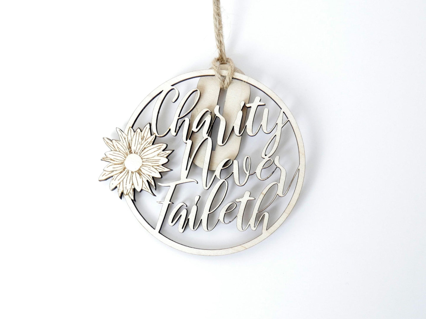 Charity Never Faileth" Ornament/Sign, Christian Christmas Ornament, Laser Cut Decor, Christmas Gift