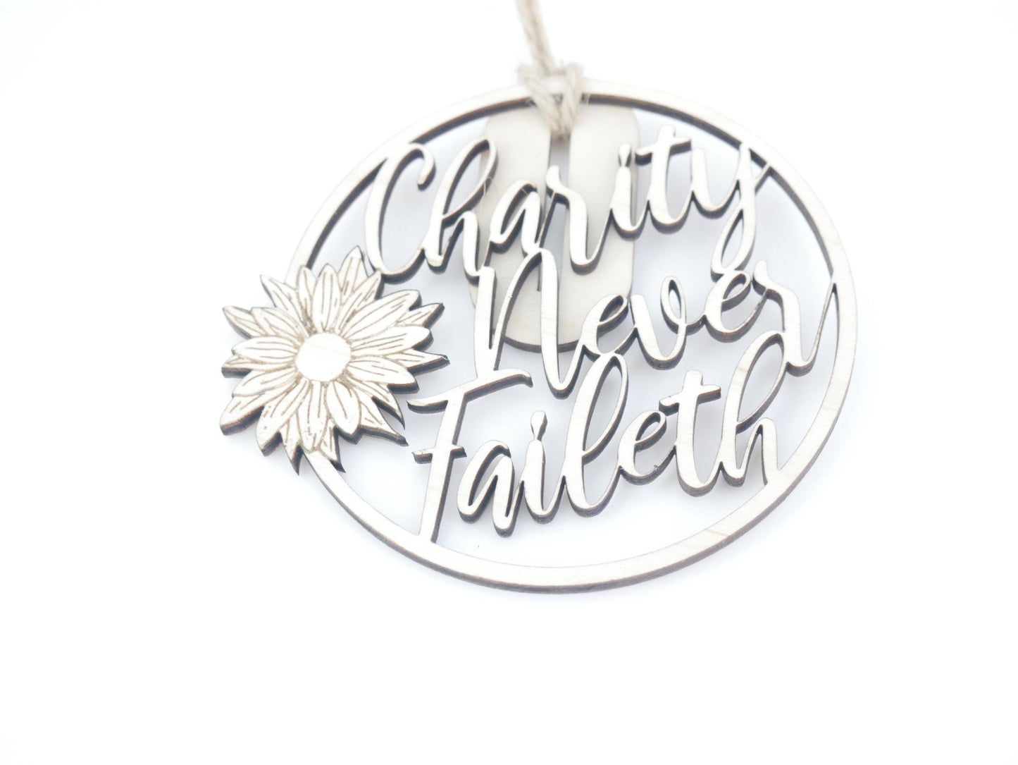 Charity Never Faileth" Ornament/Sign, Christian Christmas Ornament, Laser Cut Decor, Christmas Gift