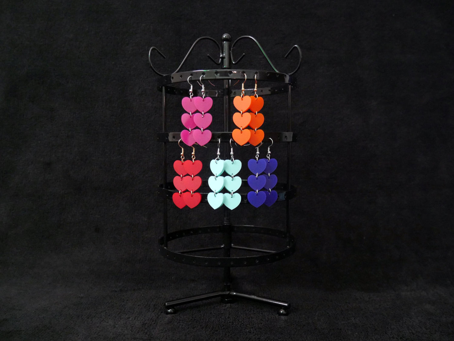 Chain of Hearts Earrings, Valentine's Day Earrings, Dangle Earrings