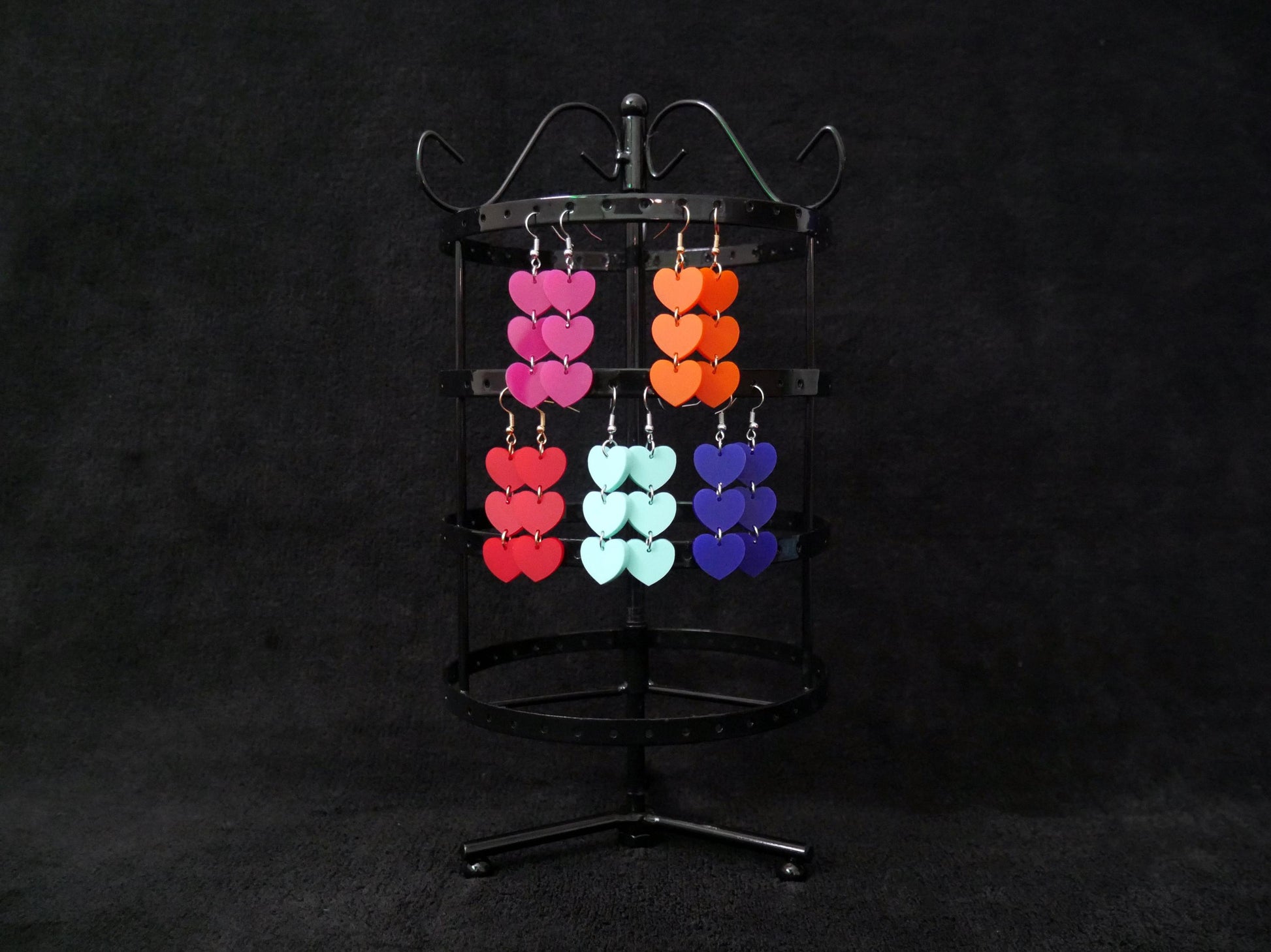 Chain of Hearts Earrings, Valentine's Day Earrings, Dangle Earrings