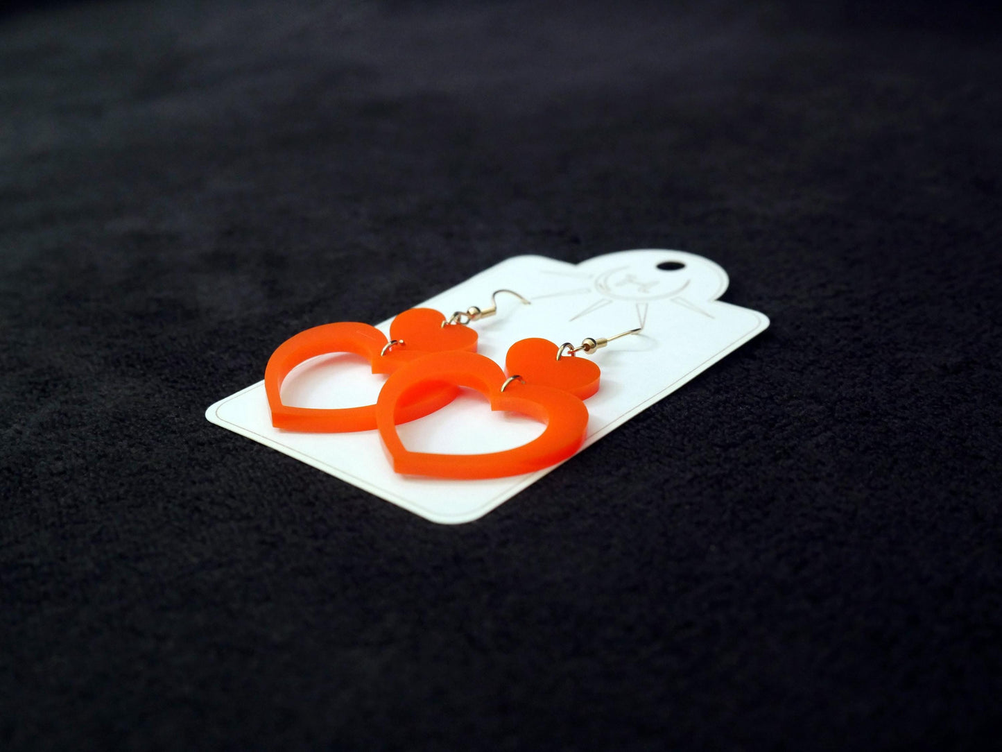Heart Earrings, Dangle Earrings, Valentines Day, Acrylic Earrings