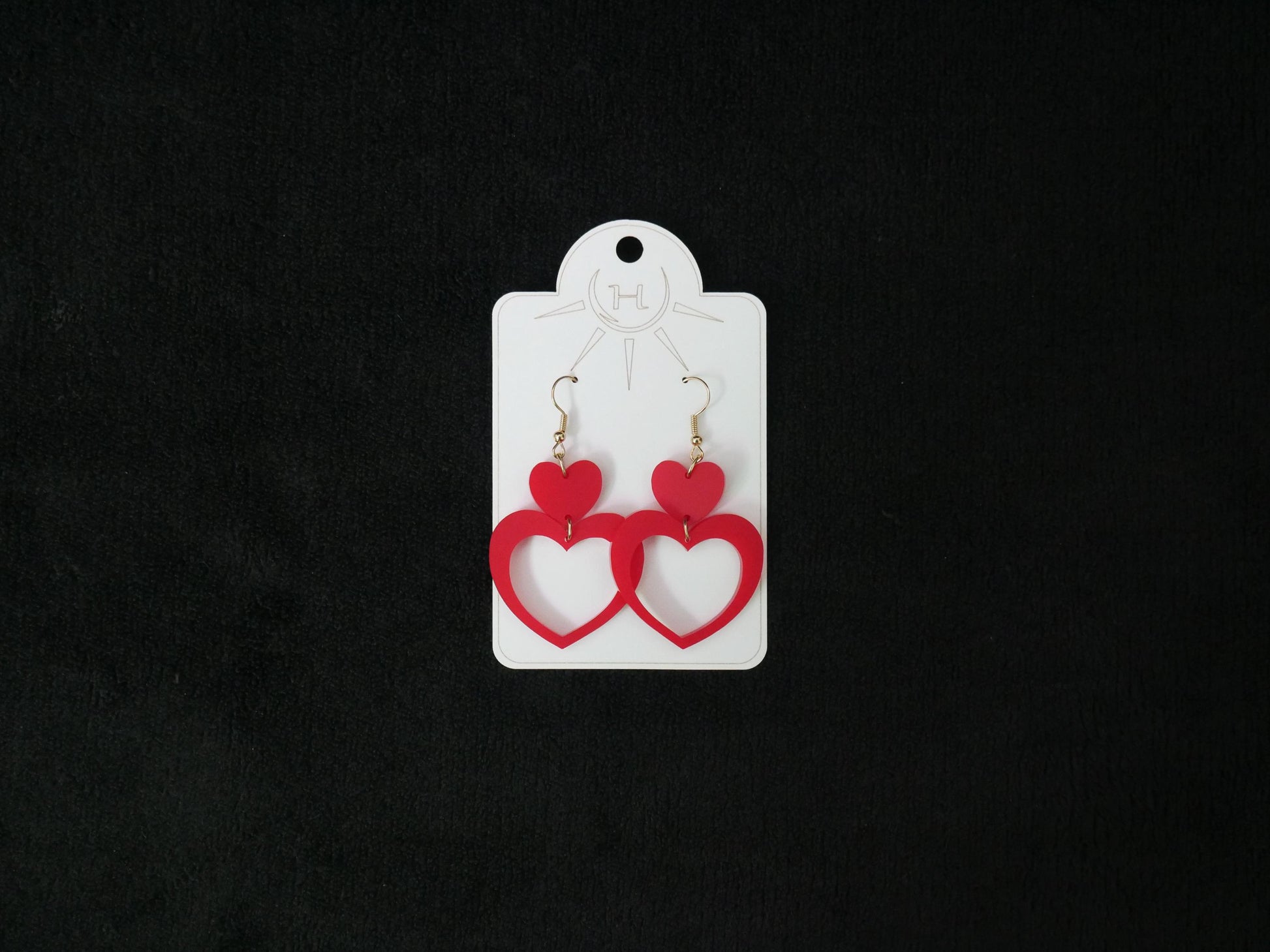 Heart Earrings, Dangle Earrings, Valentines Day, Acrylic Earrings