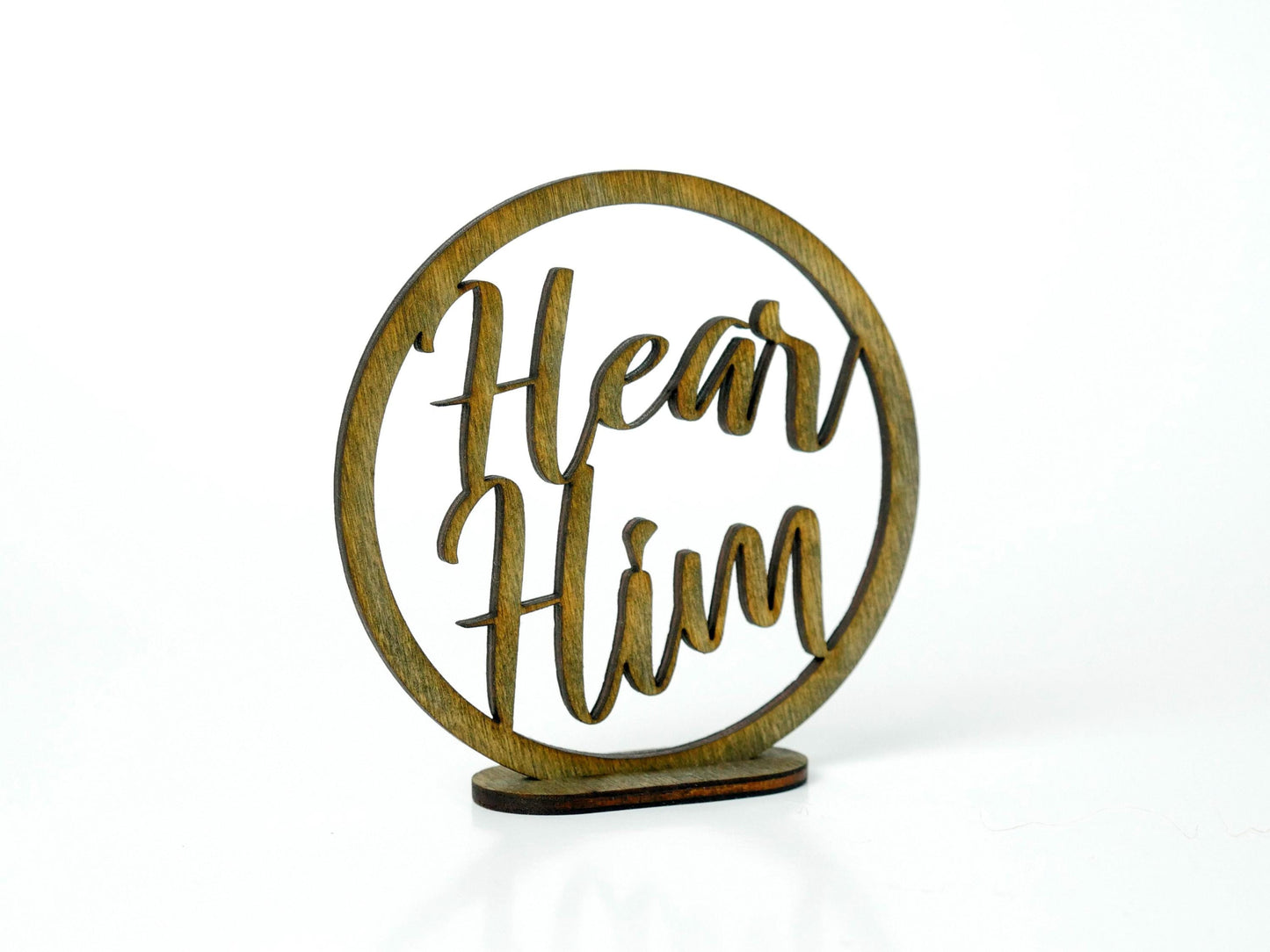 Hear Him" Ornament/Sign, Christian Christmas Ornament, Laser Cut Decor, Christmas Gift
