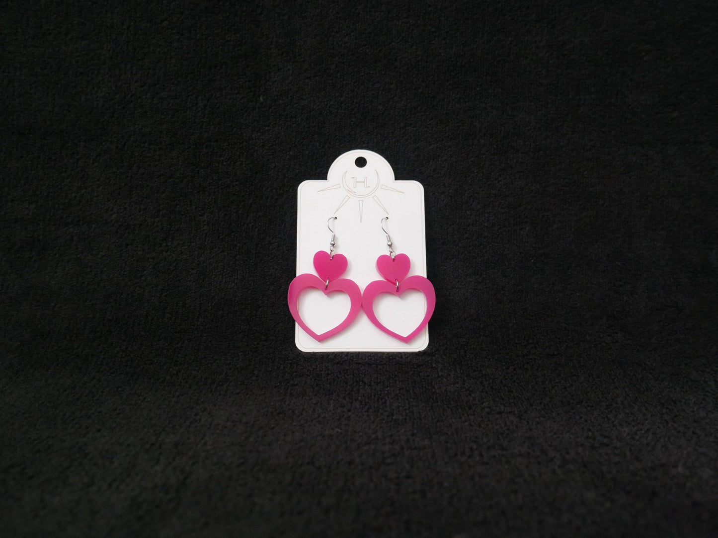 Heart Earrings, Dangle Earrings, Valentines Day, Acrylic Earrings