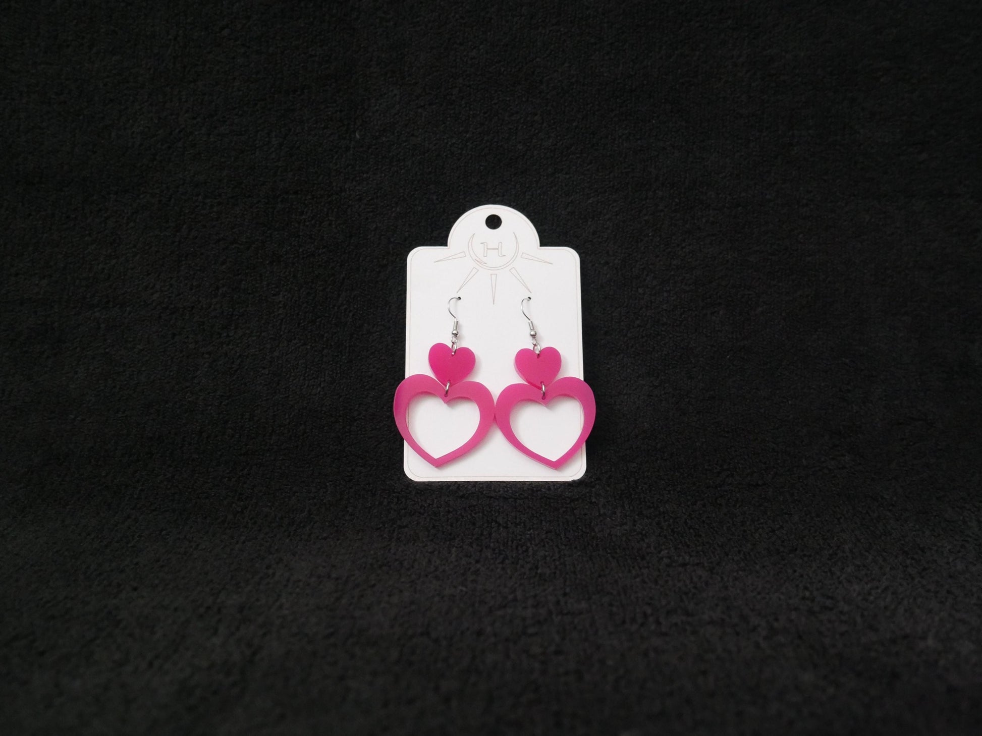 Heart Earrings, Dangle Earrings, Valentines Day, Acrylic Earrings