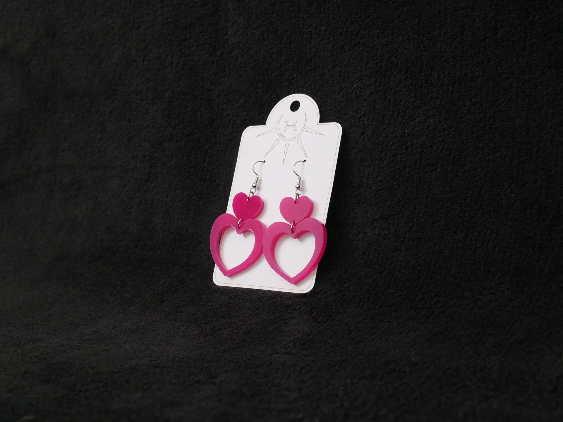 Heart Earrings, Dangle Earrings, Valentines Day, Acrylic Earrings