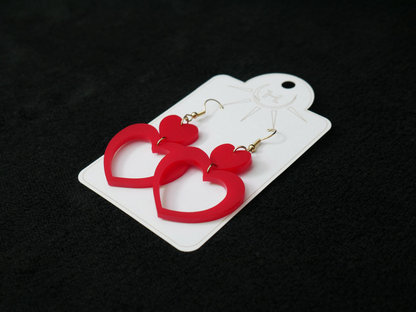 Heart Earrings, Dangle Earrings, Valentines Day, Acrylic Earrings