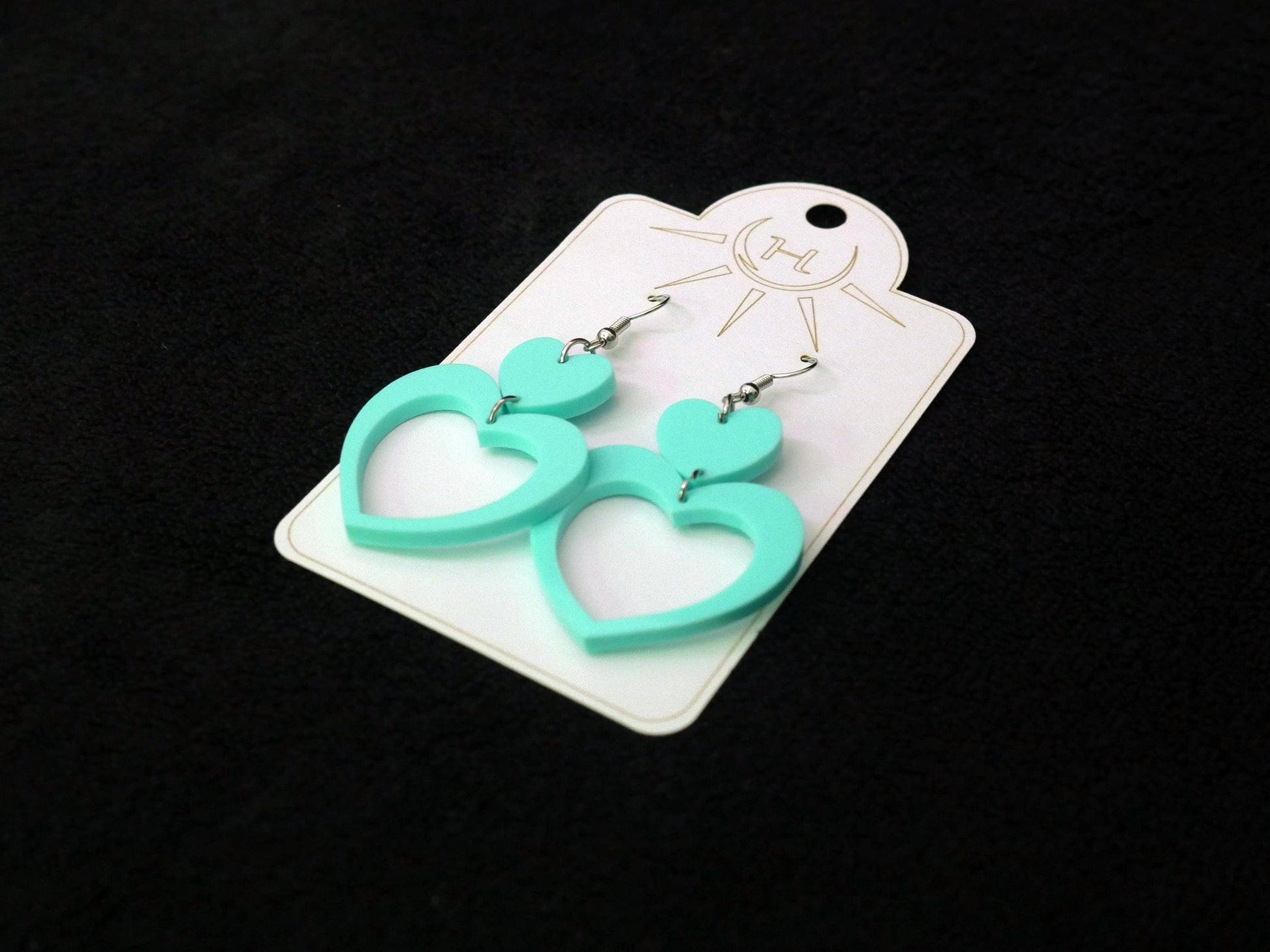 Heart Earrings, Dangle Earrings, Valentines Day, Acrylic Earrings