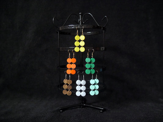 Retro Style Colorful Circle Earrings, Lightweight Dangle Earrings, Fun Statement Earrings