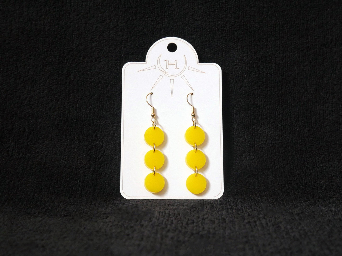 Retro Style Colorful Circle Earrings, Lightweight Dangle Earrings, Fun Statement Earrings