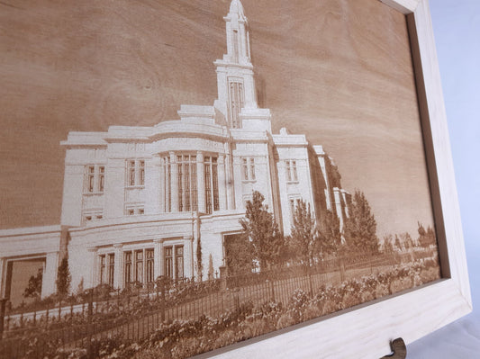 Wood Etched Payson Temple