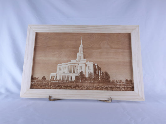 Wood Etched Timpanogos Temple