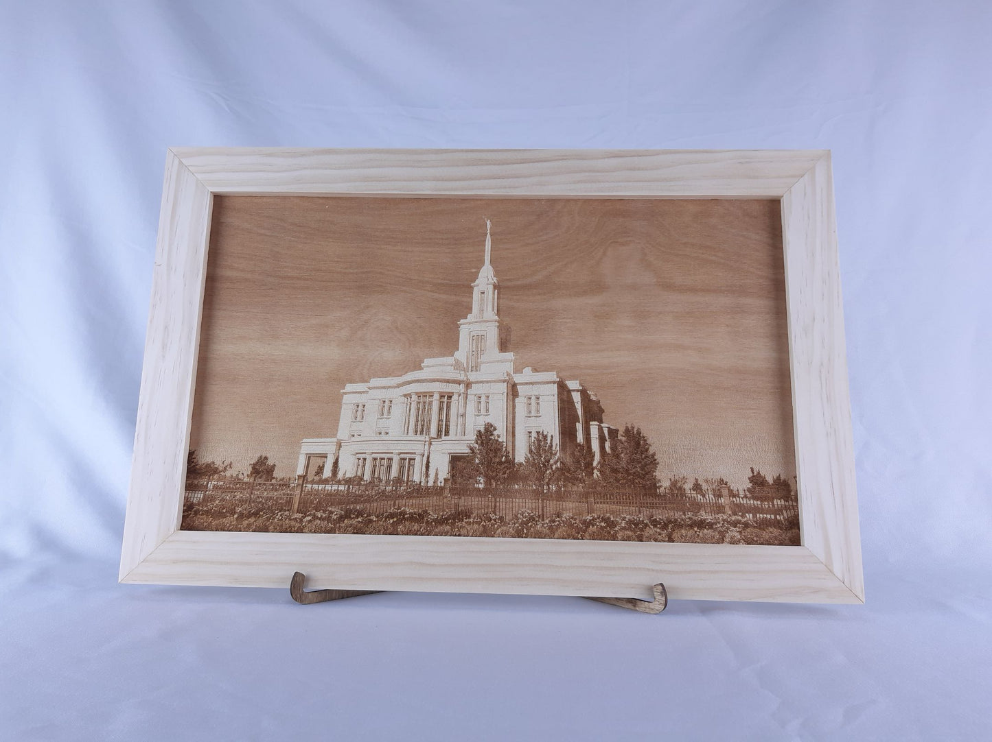 Wood Etched Timpanogos Temple